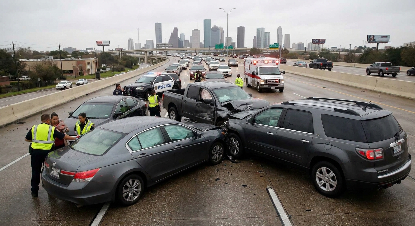 Houston multi-car crash legal case evidence and compensation